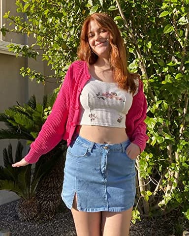 luvamia Flexclusive Skorts Skirts for Women Denim Mini Side Slit with High Waisted Jean Shorts Stretchy Skorts Dressy Jean Skirt for Women Going Out Shorts Blue Fog Size Medium - Image 8