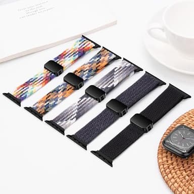 Nylon Sport Loop Watch Bands Compatible with Apple Watch Band Ultra 2 1 49mm 46mm 45mm 44mm 42mm 41mm 40mm 38mm,Soft Braided Woven Magnetic Clasp Strap for iWatch Series 10/9/8/7/6/5/4/3/SE,Women Men - Image 7