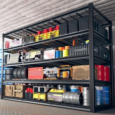 REIBII 60" W Garage Shelving Heavy Duty Metal Shelving 3000LBS Storage Shelves Adjustable Metal Shelves for Storage Industrial 5 Tier Garage Shelves for Warehouse Basement Pantry 60"W x 24"D x 72"H - Image 1