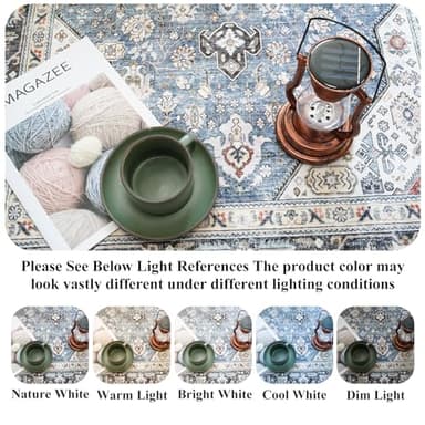 HILORUUG Washable Area Rug - 6x9 Bedroom Living Room Large Indoor Rugs Soft Oriental Vintage Rugs Non-Slip Backing Stain Resistant for Farmhouse Kitchen (6x9 Navy Blue) - Image 2