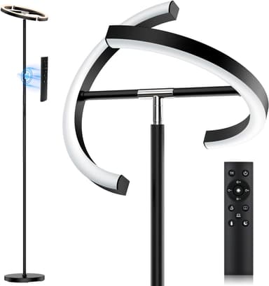 SIBRILLE LED Floor Lamp - Rotatable Standing Lamp with Touch & Remote Control, 3000-6000K, 22W Modern Floor Reading Light, Dimmable Corner Uplighter for Living Room Bedroom Office, Black - Image 2