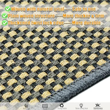 Pethave Cat Scratching Mat,23.6 x 15.7inch Sisal Cat Scratchers for Indoor Cats with Velcro Tapes,Stick on Floor Wall Cat Scratcher,Horizontal Cat Scratcher Protect Carpets and Sofas (Grid Style)… - Image 3