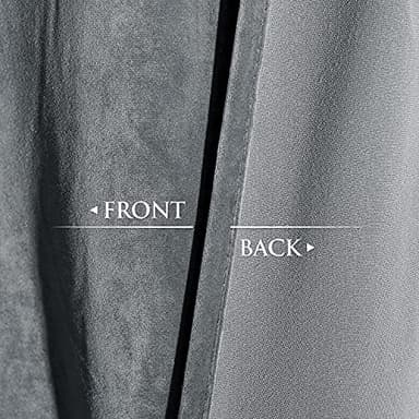 StangH Grey Velvet Curtains 96 inches Long Room Darkening Window Drapes for Living/Dining Room, Solid Rod Pocket Panels for French Door/Cottage, W52 x L96, 2 Panels - Image 4