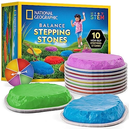 NATIONAL GEOGRAPHIC Stepping Stones for Kids – Durable Non-Slip Stones Encourage Toddler Balance & Gross Motor Skills, Indoor & Outdoor Toys, Obstacle Course, Gifts for Toddlers (Amazon Exclusive) - Image 1