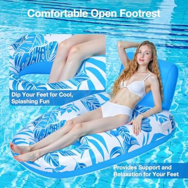 [2025 New Upgraded] Inflatable Pool Float Adult, Pool Lounger Float Raft Floating Chair Water Floaties with Headrest & Cup Holder, Adult Heavy Duty Pool Floaties for Swimming Pool, Lake, Beach Party - Image 5