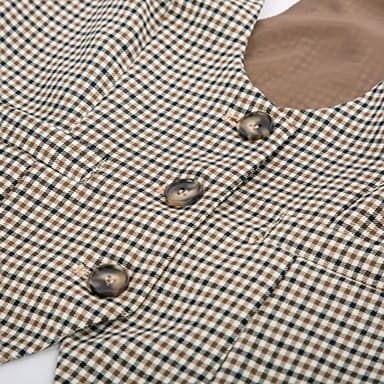 GRACE KARIN Plus Size Vest Corporate Goth Adjustable Button Front Sleeveless Work Spring Vest For Women(XL, Brown Plaid) - Image 4