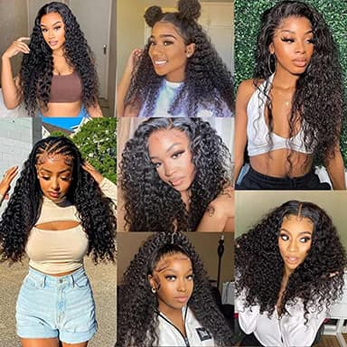 13x4 Lace Front Wigs Human Hair Pre Plucked 180 Density Brazilian Wet and Wavy Human Hair Wigs for Black Women Glueless Curly Lace Frontal Wig Natural Color (22 Inch) - Image 6
