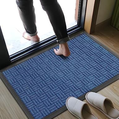 Mibao Front Door Mat, Heavy Duty Durable Welcome Mat for Outdoor Indoor, Dirt Trapper Waterproof Super Absorbent Door Mat for Entryway Outside Patio Porch, 29.5" x 17", Blue - Image 8