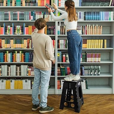 Delxo 17.5 Inch Folding Step Stool,Foldable Stool for Adults with Safety Lock,Portable Collapsible Plastic Step Stool,Non Slip Folding Stools for Kitchen Bathroom Bedroom Up to 400LBS,(Black 1PC) - Image 6