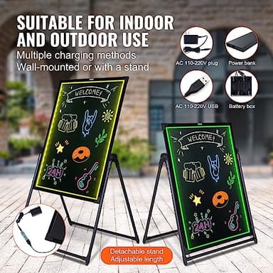 VEVOR 32"x24" LED Message Writing Board, Menu Sign Boards, Illuminated Erasable Lighted Chalkboard, Neon Effect Drawing Panel with 8 Fluorescent Chalk Markers and Remote Control - Image 3