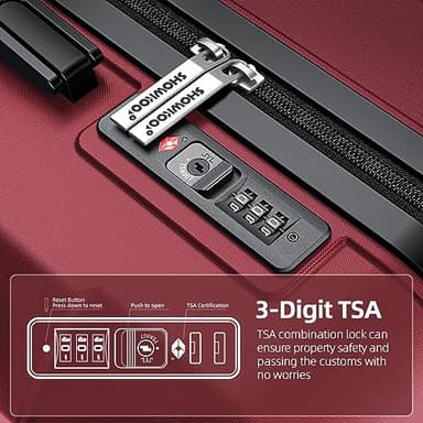 SHOWKOO Luggage Sets Expandable PC+ABS Durable Suitcase Double Wheels TSA Lock Red - Image 4