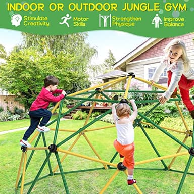 GIKPAL Climbing Dome, 10FT Dome Climber with Hammock for Kids 3 to 10 Outdoor Play Equipment, Supports up to 1000lbs Jungle Gym, Anti-Rust, Easy Assembly, Yellow+Green - Image 5