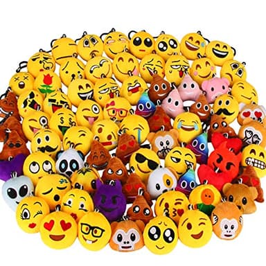 Dreampark 80 Pack Mini Emoticon Keychain Plush, Party Favors for Kids, Valentine's Day Gifts/ Birthday Party Supplies, Emoticon Gifts Toys Easter Basket Stuffers Carnival Prizes for kids 2" Set of 80 - Image 1