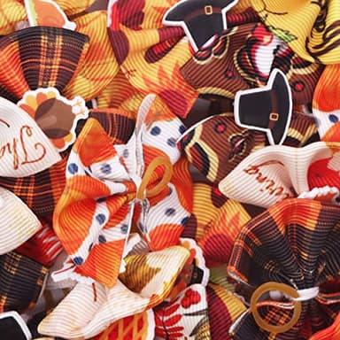 Petunny Dog Hair Bows for Thanksgiving,30Pcs Yorkie Dog Autumn Bows with Rubber Bands for Halloween Christmas Fall Party Pet Dog Cat Hair Accessories(Random Color) - Image 3