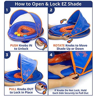 SwimSchool Deluxe Baby Pool Float with Adjustable Canopy - 6-24 Months - Baby Swim Float with Splash & Play Activity Center Safety Seat - Pink/Aqua - Image 7