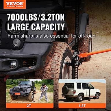 VEVOR Farm Jack 48 inch Utility High Lift Jack, 7000 lbs Capacity Ratcheting Off Road Jeep Jack, Heavy-Duty Farm Jack for Tractor, Truck, SUV, Bumper Lift, Orange - Image 2
