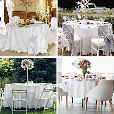 Aocoz Round Tablecloth 120 Inch 6 Pack White Tablecloths Washable Decorative Linen Polyester Table Clothes Cover for Dining Table Banquets Buffet Parties and Wedding - Image 3