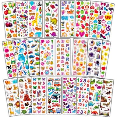 Habett 3D Stickers for Kids & Toddlers, 500+ 3D Puffy Stickers Including Animals, Letters, Numbers, Dinosaurs, Cars and More for Boys, Girls, Teachers, Reward, Craft Scrapbooking - Image 2