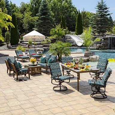 Arden Outdoor Deep Seat Cushion Set, 22 in x 24 in, Weather-Proof, Rain-Proof, Fade Resistant Patio Cushion Sapphire Aurora Blue Damask - Image 10