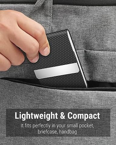 MaxGear Business Card Holder, PU Leather & Stainless Steel Business Card Case for Men or Women, Slim Name Cards Holder RFID Blocking Credit Cards Carrier with Magnetic Closure, Black Carbon - Image 7