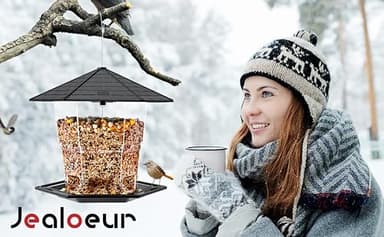 Jealoeur Bird Feeders for Outdoors Hanging Bird Feeder Wild Birds Seed, Black - Image 9