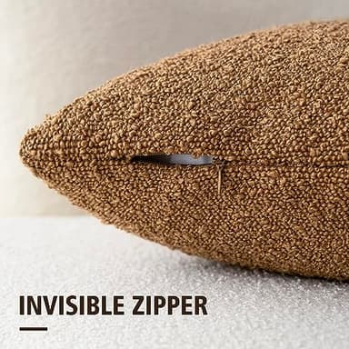 Foindtower Pack of 2, Decorative Textured Boucle Throw Pillow Covers Accent Solid Pillow Cases Cozy Soft Couch Cushion Case for Chair Sofa Bedroom Living Room Home Decor 22 x 22 Inch Rust Tobacco - Image 3