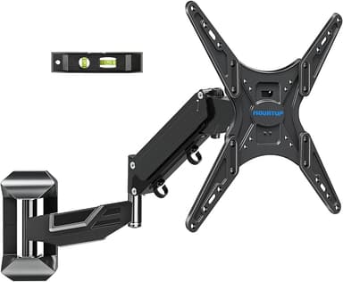 MOUNTUP Height Adjustable TV Wall Mount for 26-55 Inch TVs, Gas Spring Full Motion Articulating TV Bracket with Smooth Swivel Tilt & Safe Corner Installation, 400x400mm VESA, 11-66 lbs, Textured Black - Image 1