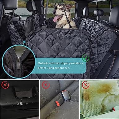 Truck Dog Seat Cover for Pickup Back Seat | Mesh Window & Seat Belt | 100% Waterproof Dog Hammock for Car Safe Travel with Side Door Protectors | Non-Slip, Scratchproof Pet Rear Seat Cover - Image 3