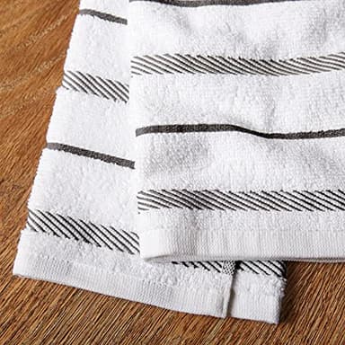 KitchenAid Albany Kitchen Towel 4-Pack Set, Charcoal Grey/White, 16"x26" - Image 3