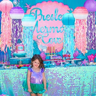 6 Packs Jelly Fish Paper Lanterns Gradient Pink Purple Blue Hanging Jellyfish Decor for Ocean Theme Birthday Under The Sea Little Party Decoration - Image 6