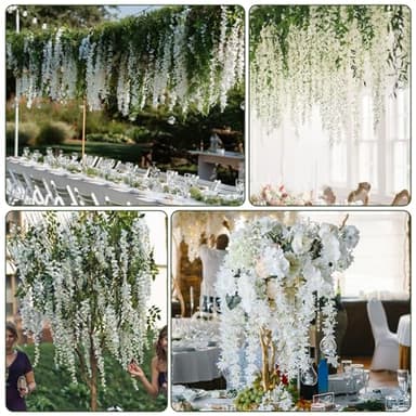 Alotiki Wisteria Hanging Flowers,Fake Hanging Flowers,Wisteria artificiales Garland for Home Wedding Arch Floral Party Garden Ceremony Outdoor Decor,3.6 feet Long(150,White) - Image 4