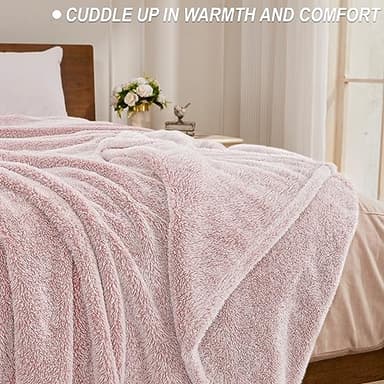 Exclusivo Mezcla Plush Fuzzy Fleece Throw Blanket Extra Large, Super Soft, Fluffy and Warm Blankets for Couch, Bed, Suitable for All Seasons (50x70 Inches, Mixed Dusty Pink) - Image 3