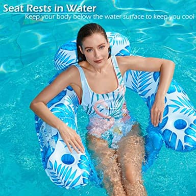 Jasonwell Inflatable Pool Float Chair - 2Pack Floating Pool Chair Lounge Floats for Swimming Pool Water Chair Pool Lounger with Cup Holder Pool Toy Party Floaties for Adults (BG-L) - Image 3