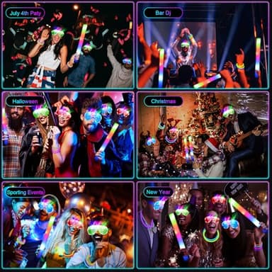 SHQDD 236PCS Glow in the Dark Party Supplies, 18 PCS Foam Glow Sticks, 18 PCS LED Glasses, 100PCS Glow Sticks Bracelets and 100 PCS Connectors for Glow Party, Wedding, Concert, Raves and Birthday - Image 7