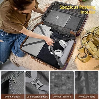 LARVENDER Luggage Sets 6 Piece, Expandable Hardside Carry on Suitcase Set with Spinner Wheels, Lightweight Rolling Luggage Sets for Women with TSA Lock, Purple - Image 7