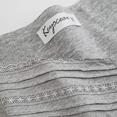 Keyocean Nightgown for Women, 100% Cotton Soft Lightweight Ladies Sleeping Gown, Light Grey, Large - Image 9