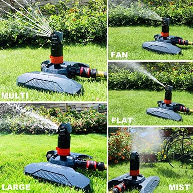 Eden 94124 Multi Pattern Turbo Gear Drive Sprinkler Plus Misting System, with Quick Connect Set, 360 Degree Coverage - Image 3