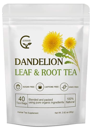 Organic Dandelion Leaf & Root Tea, Supports Kidney Function and Healthy Digestion, Caffeine Free, 40 Tea Bags - Image 1