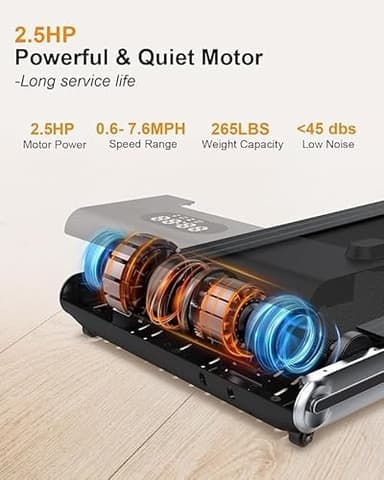 Walking Mat Treadmills Portable for Home & Office LED Display, 265 LB Capacity, Space-Saving Compact Walking Jogging Running Machine with Remote Control - Image 4