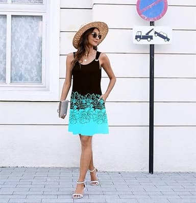 Vintage Floral Printed Summer A-Line Elegant Dresses Womens Beach Sundress Ladies Casual Boho Tank Dress - Image 3