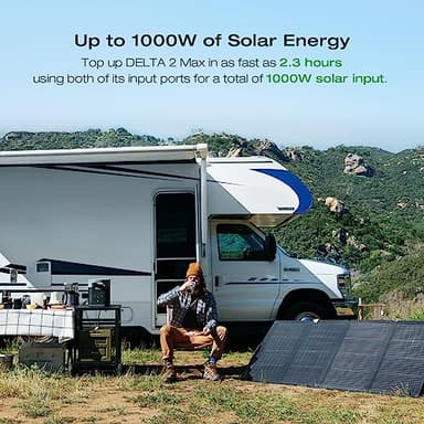 EF ECOFLOW Solar Generator DELTA 2 Max 2048Wh With 400W Solar Panel, LFP Battery Portable Power Station Up to 3400W AC Output Fast Charging 0-80% in 43 Min solar powered generator For Camping, RV - Image 6