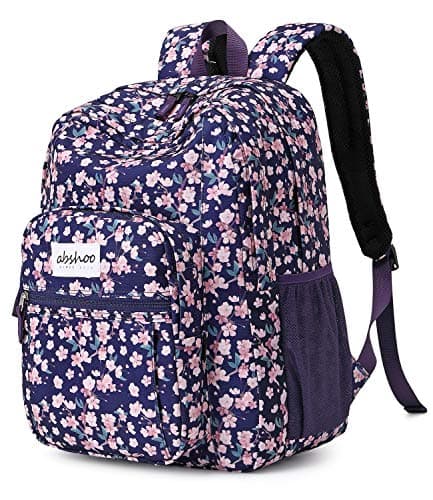 abshoo Womens Floral School Backpack For College Teen Girls Water Resistant Bookbag (Floral Purple) - Image 1