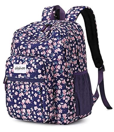 abshoo Womens Floral School Backpack For College Teen Girls Water Resistant Bookbag (Floral Purple) - Image 1