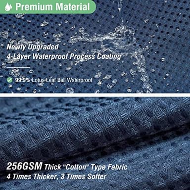 Dynamene Extra Wide Shower Curtain - 180 Inch Wide Waffle Weighted Thick Cloth Bathroom Shower Curtain, Neutral Heavy Duty Hotel Shower Curtain Set with 32 Plastic Hooks,180x72, Navy Blue - Image 4
