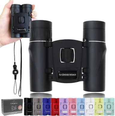CROSSROAD 10x Binoculars for Adults and Children, Mini Pocket Binoculars, Waterproof Compact Binoculars for Bird Watching, Hunting, Concerts, Theater, Opera, Travel, Tourism, Japan Quality (Black - Image 2