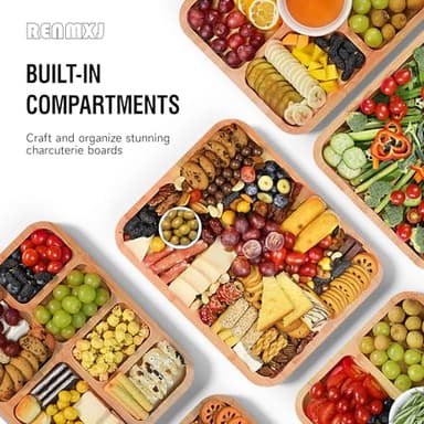 Renmxj Charcuterie Board with Clear Lid, Travel Portable Cheese Board Charcuterie Boxes Cutting Boards for Kitchen, House Warming Gifts New Home, Gifts for Women (6 Compartments Black) - Image 6