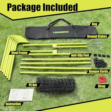 CHAOBING 7x4 FT Volleyball Rebounder Net, 5-Angle Adjustable with Steel Frame & High-Tension PE Netting, for Lacrosse, Baseball, Soccer Practice Perfect for Setting, Spiking, and Bumping (Green) - Image 7