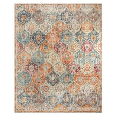 Lahome Moroccan Washable Area Rugs 8x10, 8x10 Rugs for Living Room Bedroom, Ultra-Thin Oriental Non-Slip Foldable Non Shedding Accent Large Carpet for Office Dining Room, Cream/Multi - Image 8