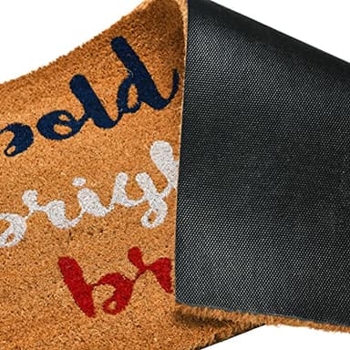 Creative Co-Op Coir Entry Doormat with Patriotic Message, "Bold stripes, bright stars, brave hearts" with non-slip liner backing-Americana, July 4th or Memorial Day Summer Entry Mat, Red, White & Blue - Image 4