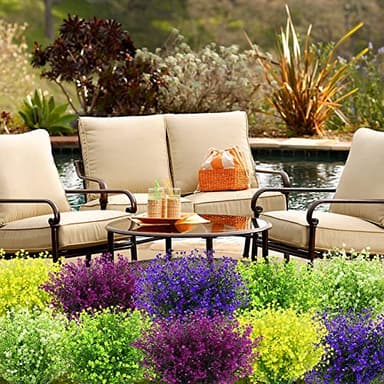 KLEMOO Artificial Shrubs Bushes 4 Pack Fake Outdoor UV Resistant Plants Flowers, Faux Plastic Bell Leaves Greenery for Indoor Outside Hanging Planter Home Office Wedding Farmhouse Decor (White) - Image 6